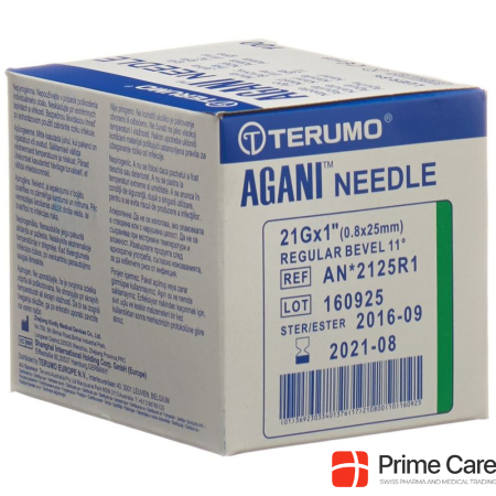 Terumo Agani Disposable Cannula 21G 0.8x25mm green 100 pcs.