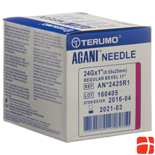 Terumo Agani disposable cannula 24G 0.55x25mm purple 100pcs