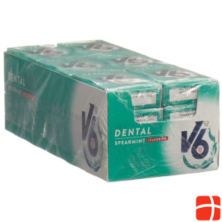V6 Dental Care chewing gum spearmint + fluoride 24 box
