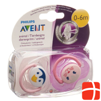 Avent Philips Soother Animal 0-6 months Girl 2 pcs