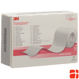 3M Transpore roll plaster 25mmx9.14m transparent 12 pcs.