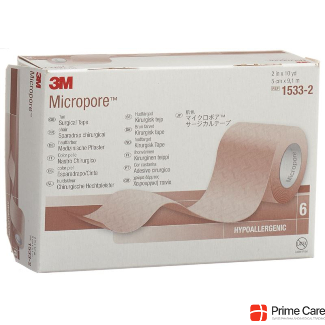 3M Micropore roll plaster without dispenser 50mmx9.14m white 6 pcs