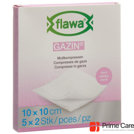 Flawa Gazin gauze compresses 10x10cm sterile 5 x 2 pcs.