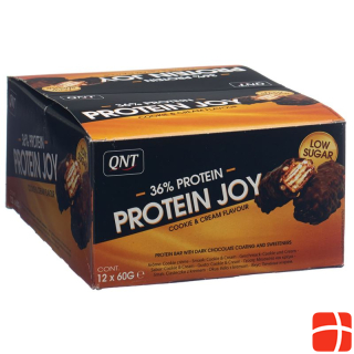 QNT 36% Protein Joy Bar Low Sugar Cookie&Cream 12 x 60 g