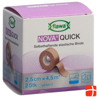 Flawa Nova Quick cohesive rice bandage 2.5cmx4.5m skin colored 2 pcs.