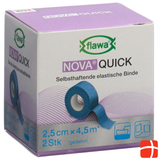 Flawa Nova Quick cohesive rice bandage 2.5cmx4.5m blue 2 pcs.