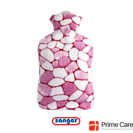 Singer hot water bottle natural rubber with plush cover 2l mosaic