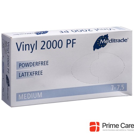 Meditrade Виниловые 2000 PF смотровые перчатки M неопудренные Коробка 