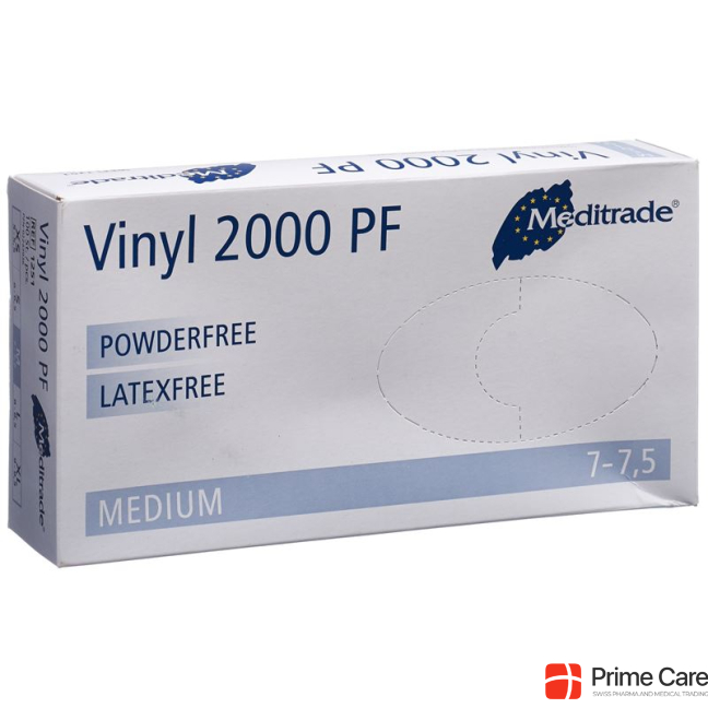 Meditrade Vinyl 2000 PF Examination Gloves M powder free Box 