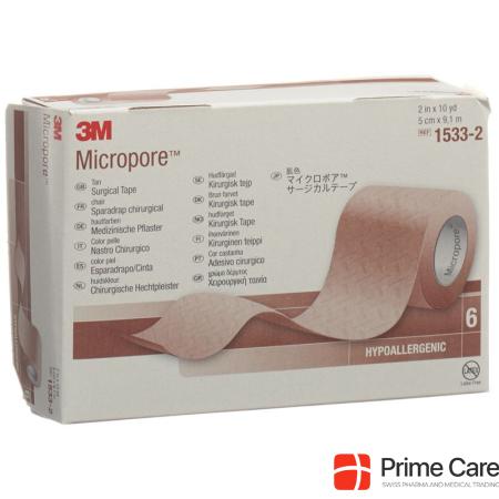 3M Micropore roll plaster without dispenser 50mmx9.14m skin colored