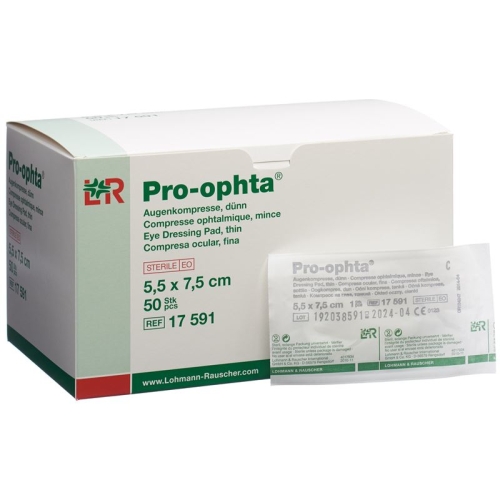 Pro-Ophta Augenkompresse 5.5x7.5cm Dünn Steril 50 Stück buy online