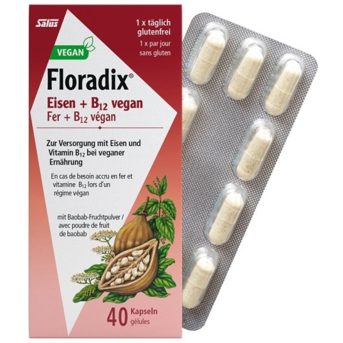 Floradix Iron + B12 Capsules Vegan 40 pieces buy online