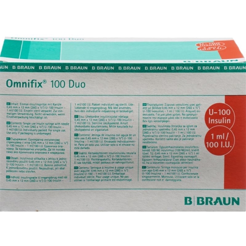 Omnifix Insulin 1ml Duo mit Kanüle G26 100 Stück buy online