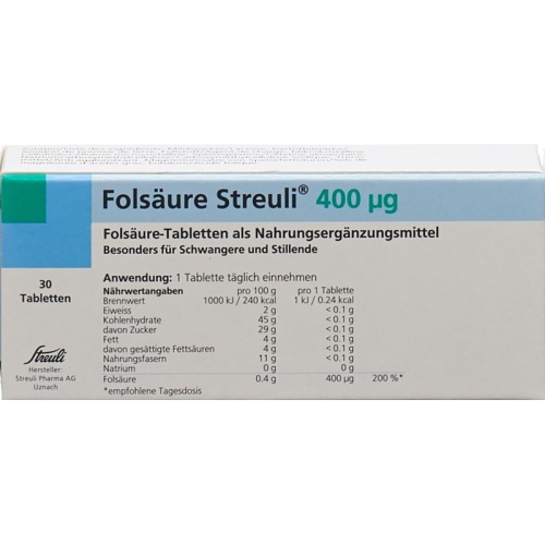 Folsäure Streuli Tabletten 400µg 30 Stück buy online