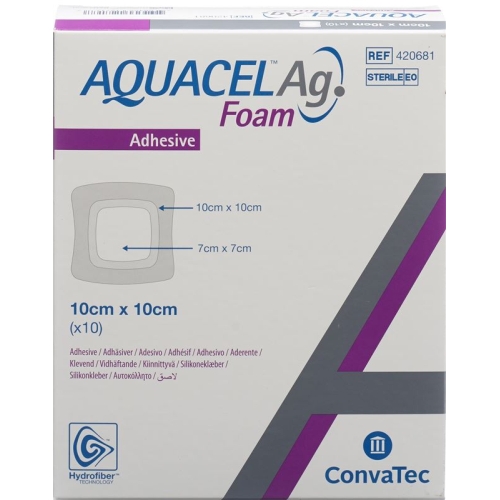 Aquacel Ag Foam 10x10cm Adhesive 10 Stück buy online