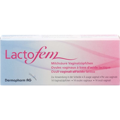 Lactofem lactic acid vaginal suppositories 14 pieces