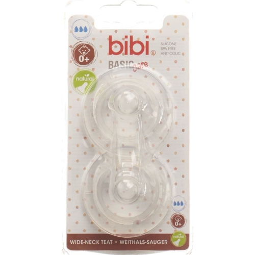 Bibi L wide-mouth suction BasicCare NatSil SV-A + B 2 pcs