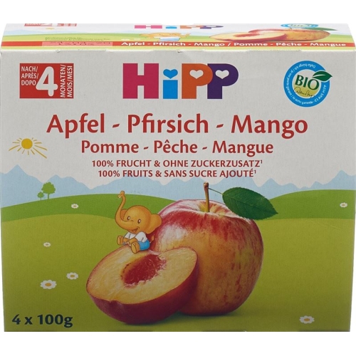 Hipp Fruchtpause Apfel Pfirsich Mango 4x 100g buy online