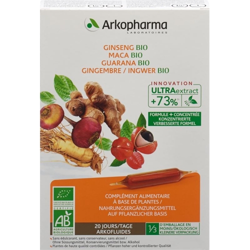 Arkofluide Gins-maca-guar-ingw Trinkampullen Bio 20 Stück buy online