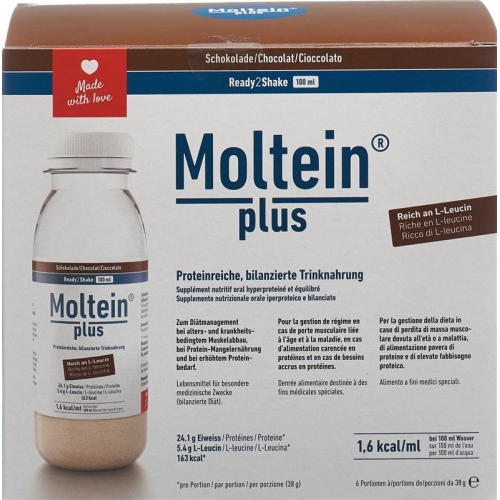 Moltein Plus Ready2Shake Chocolate 6 bottle 38g buy online