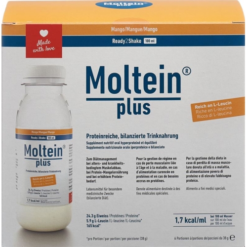 Moltein Plus Ready2Shake Mango 6 bottle 38g buy online