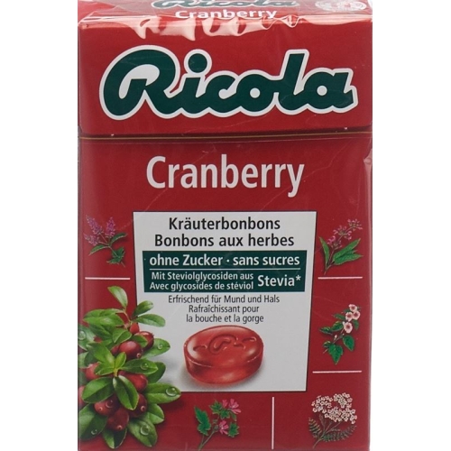 Ricola Cranberry herbal sweets without sugar with stevia Box 50 g