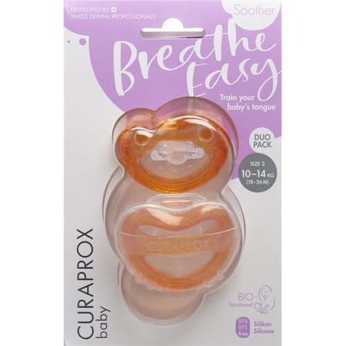 Curaprox Baby pacifier size 2 orange Double New 2 pieces buy online