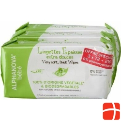 Alphanova BB Trio Care Wipes Bio-Degradable 72 pieces