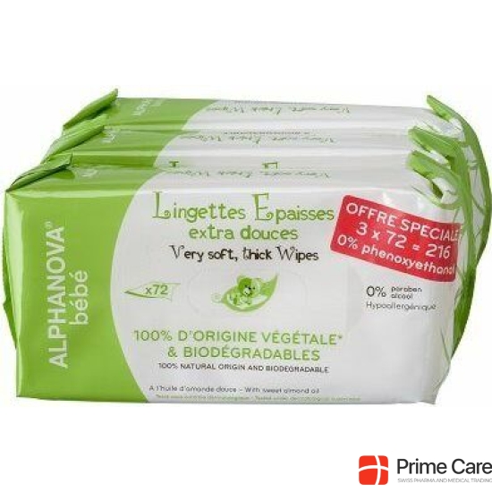 Alphanova BB Trio Care Wipes Bio-Degradable 72 pieces