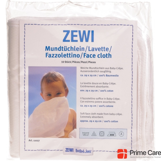 Zewi Baby Crepe Mundtuechlein 29x29cm 10 Stück buy online