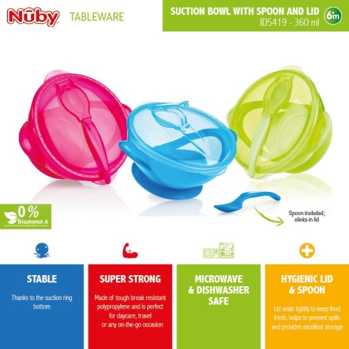 Nuby Breischale mit Saugfuss 400ml und Löffel buy online