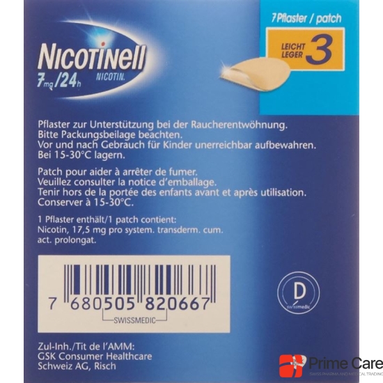 Nicotinell 3 Leicht Matrixpfl 7 Mg/24h 21 Stück buy online