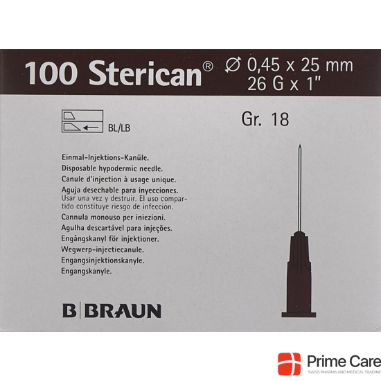 Sterican Nadel 26g 0.45x25mm Braun Luer 100 Stück buy online