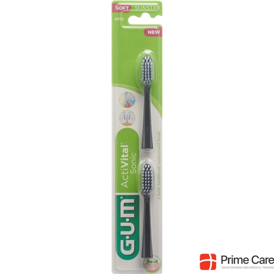 Gum Activital Sonic Ersatzbürsten Schwarz 2 Stück buy online