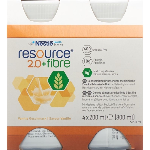 Resource 2.0 Fibre Drink Vanille 4x 200ml buy online