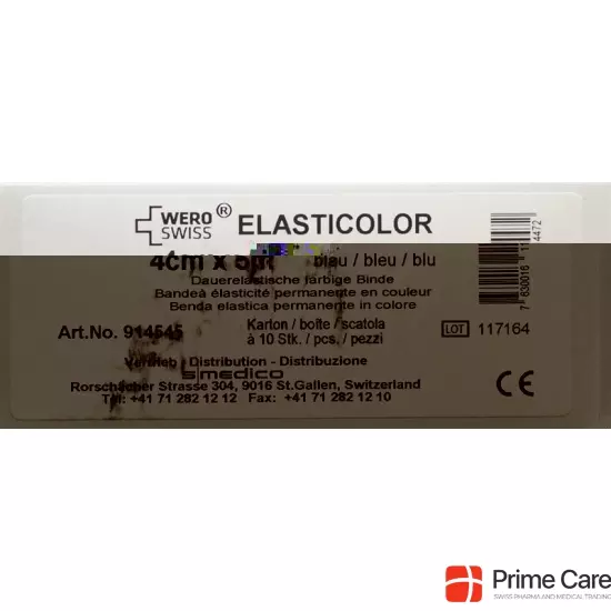 Wero Elasticolor Elastische Binde 5mx4cm Blau 10 Stück buy online