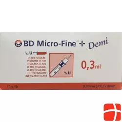 BD Microfine+ Demi U100 Insulin Spritzen 0.30mm x 8mm 100x 0.3ml