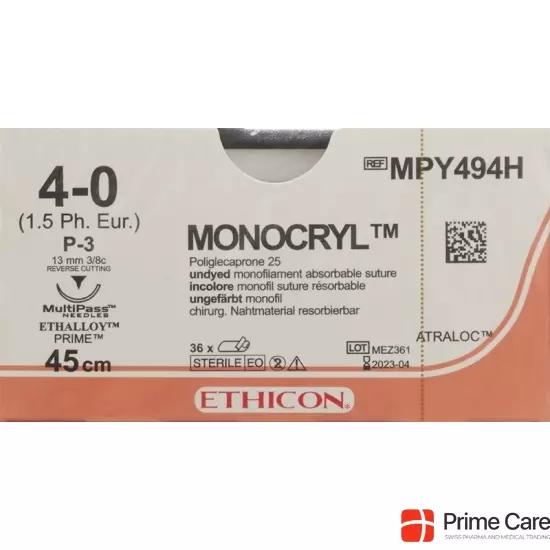 Monocryl 45cm Ungefaerbt 4-0 P-3 Multip 36 Stück buy online