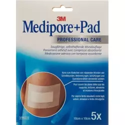 3M Medipore + Pad 10x10cm / Wundkissen 5x5.5cm 5 Stück