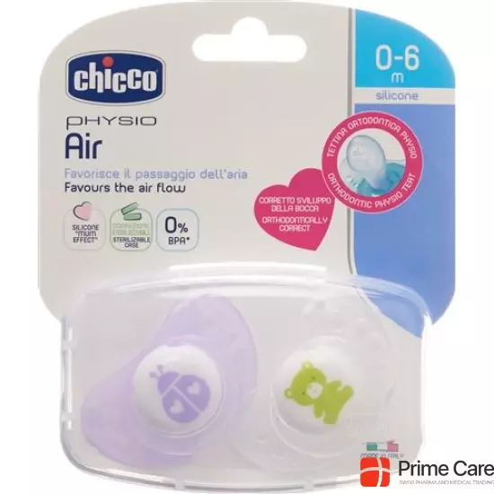 Chicco Physiological Silicone Soother mini PINK 0-6m CASE IT / EN / FR