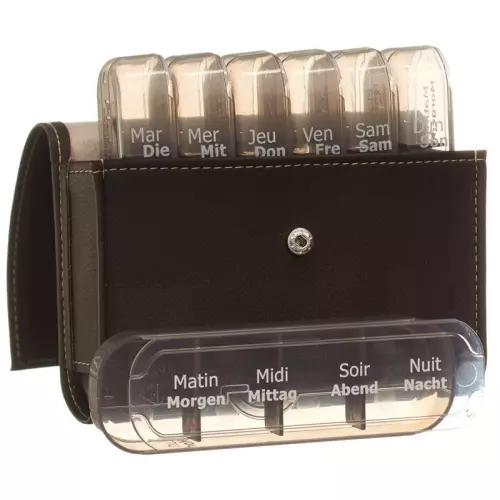 Pilbox Maxi drug dispenser German 7 days (week dispenser) / French CHOCOLATE BROWN
