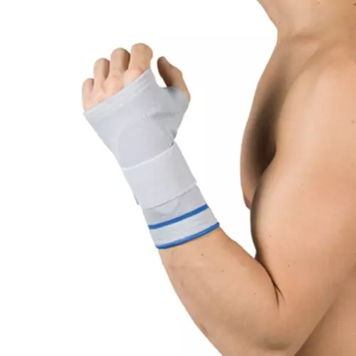 Bilasto Pro Manu major Handgelenkbandage XS left gray with rail silicon pads Velcro
