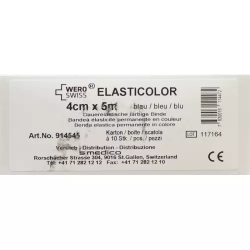 Wero Elasticolor Elastische Binde 5mx4cm Blau 10 Stück buy online