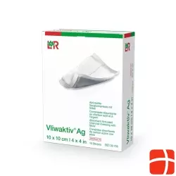 Vliwaktiv Ag Aktivkohle Tampon 10x10cm Steril 10 Stück